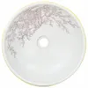 vidaXL Aufsatzwaschbecken Weiß und Gelb Rund Ø41x14 cm Produktbild-Vorschau 4