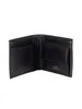 An open black leather wallet is shown against a white background. Voir les images du produit