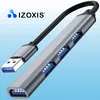 A USB hub with multiple ports is shown against a light blue background. Produktbild-Vorschau