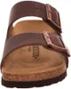 A close-up, front-facing view of a brown Birkenstock sandal. Produktbild-Vorschau