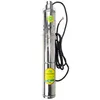 A stainless steel submersible pump with a black cable and a yellow label. Náhled obrázku produktu