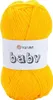 A ball of yellow yarn with a label. Podgląd zdjęcia produktu