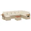 9-tlg. Garten-Sofagarnitur mit Kissen Beige Poly Rattan Produktbild-Vorschau 1