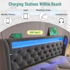 A bed with integrated charging stations and LED lighting. Produktbild-Vorschau