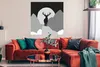 MuchoWow® Poster Hirsch - Mond - Schwarz - Weiß 100x100 cm Produktbild-Vorschau 2