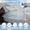 A bed guard rail with illustrated features shown on a bed. Voir les images du produit