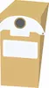 A brown cardboard box with a white label and a circular gray opening on a white background. Produktbild-Vorschau