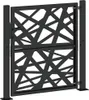 A black metal garden gate with a decorative cut-out pattern, shown in a studio setting against a white background. Anteprima dell’immagine prodotto