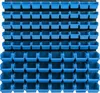 A wall-mounted storage system with multiple blue bins. Anteprima dell’immagine prodotto