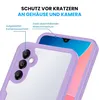 A close-up of a phone case with labels pointing out features. Produktbild-Vorschau