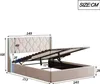 A diagram showing the dimensions of a bed frame with storage. Produktbild-Vorschau