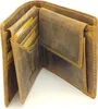 An open brown leather wallet with cards inserted. Produktbild-Vorschau
