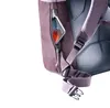 A close-up view of a purple backpack with a phone in a zippered pocket. Produktbild-Vorschau