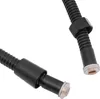 Close-up view of two ends of a black flexible hose with black connectors and transparent ends. Podgląd zdjęcia produktu