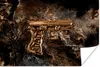 MuchoWow® Poster Pistole - Gold - Rauch 120x80 cm - Bilder Produktbild-Vorschau 1
