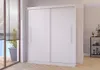 A white sliding door wardrobe is shown in a room with wooden floors and blinds on a window. Náhled obrázku produktu