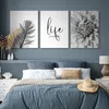 Muralo Leinwand Bilder Set 3 Bilder 30x40cm BLUME 3D Feder Produktbild-Vorschau 5
