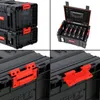 Collage of images showing a modular tool box system. Náhled obrázku produktu