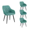 A set of four turquoise dining chairs with diamond-stitched upholstery and black metal legs, displayed against a white background. Produktbild-Vorschau