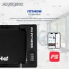 A treadmill with app compatibility information and app screenshots. Produktbild-Vorschau