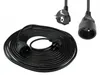 A black extension cord coiled on a white background, with a male plug and a female socket shown separately. Podgląd zdjęcia produktu