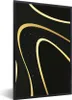 MuchoWow® Gerahmtes Poster Goldene Wellen auf schwarzem Produktbild-Vorschau 1
