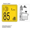 A noise label and an illustration showing how to fill a pump with water. Podgląd zdjęcia produktu