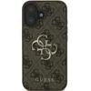 A close-up studio shot of a brown Guess phone case with a repeating logo pattern and a large gold Guess logo in the center. Anteprima dell’immagine prodotto