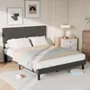 UnboxG Polsterbett 160x200cm Graues Leinen, Gepolstertes Produktbild-Vorschau 4