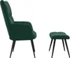 A dark green velvet armchair and ottoman are shown against a white background. Produktbild-Vorschau