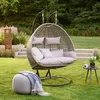 HOME DELUXE - Polyrattan Hängesessel TWIN Grau - 145x74x126 Produktbild-Vorschau 2