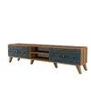 A long, low TV stand with two drawers and open shelving in the middle. Produktbild-Vorschau