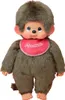 A Monchhichi doll with a pink bib. Produktbild-Vorschau