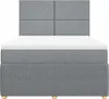 vidaXL Boxspringbett mit Matratze Hellgrau 160x200 cm Stoff Produktbild-Vorschau 4