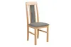 A single wooden chair with gray upholstery. Produktbild-Vorschau