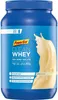 A blue plastic container of Powerbar Clean Whey protein powder with a splash of the product in the background. Produktbild-Vorschau