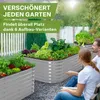 A couple looking at raised garden beds filled with plants in a garden setting. Produktbild-Vorschau