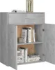 A gray cabinet with doors open, displaying books and decorative items. Anteprima dell’immagine prodotto