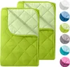 Two quilted blankets are shown side-by-side on a white background. A strip of circular color swatches is visible on the right side of the image. Produktbild-Vorschau