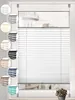 A collage of different colored pleated blinds for windows and doors, with the main product shown installed on a window. Produktbild-Vorschau