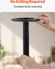 A close-up of hands assembling a black pole, with text indicating 'No Drilling Required' and 'Threaded Quick Assembly'. Voir les images du produit