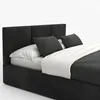 A close-up shot of a bed with dark gray bedding and two dark gray quilted pillows. Produktbild-Vorschau