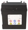 A black battery with a label showing year and month selection and safety symbols. Produktbild-Vorschau