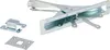 A set of galvanized metal garage door lock components, including a main latch mechanism and two mounting plates, are displayed against a white background. Produktbild-Vorschau