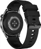 The back of a black smartwatch with a silver metal casing and a black silicone strap is shown against a white background. Anteprima dell’immagine prodotto