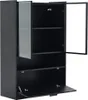 A black display cabinet with glass doors. Podgląd zdjęcia produktu