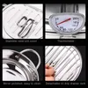 Collage of four close-up images showing different features of a stainless steel pot. Podgląd zdjęcia produktu