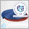 Rolled up blue and red hoses with certification logos and text. Náhľad obrázku produktu