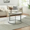 Salontafel 'Aulum', 50 x 70 cm, marmer, wit/zilver Productafbeelding-voorbeeld 1