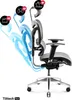 A black and gray ergonomic office chair shown from the side, with animated arrows indicating adjustable features. Anteprima dell’immagine prodotto